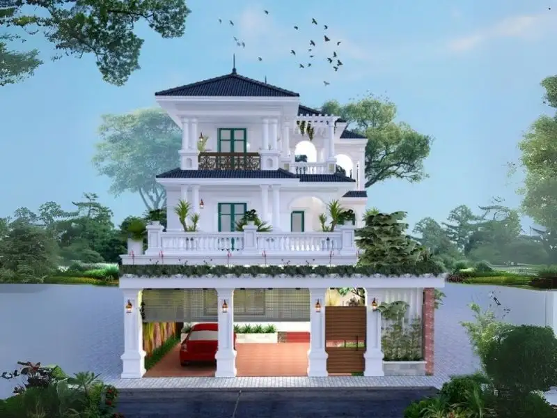 Phối cảnh nhà phố 10m có gara hoặc hầm để xe thuận tiện Xây dựng Nhất Tín 1