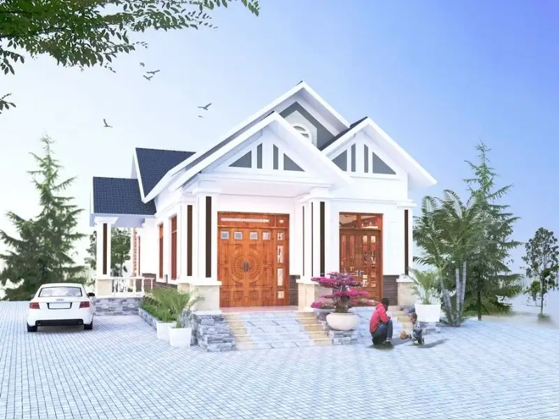 Phối cảnh nhà vườn ngang 10m hòa hợp với thiên nhiên Xây dựng Nhất Tín 1