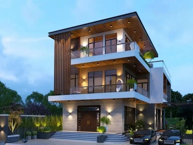 Phối cảnh nhà vườn ngang 10m hòa hợp với thiên nhiên Xây dựng Nhất Tín 1