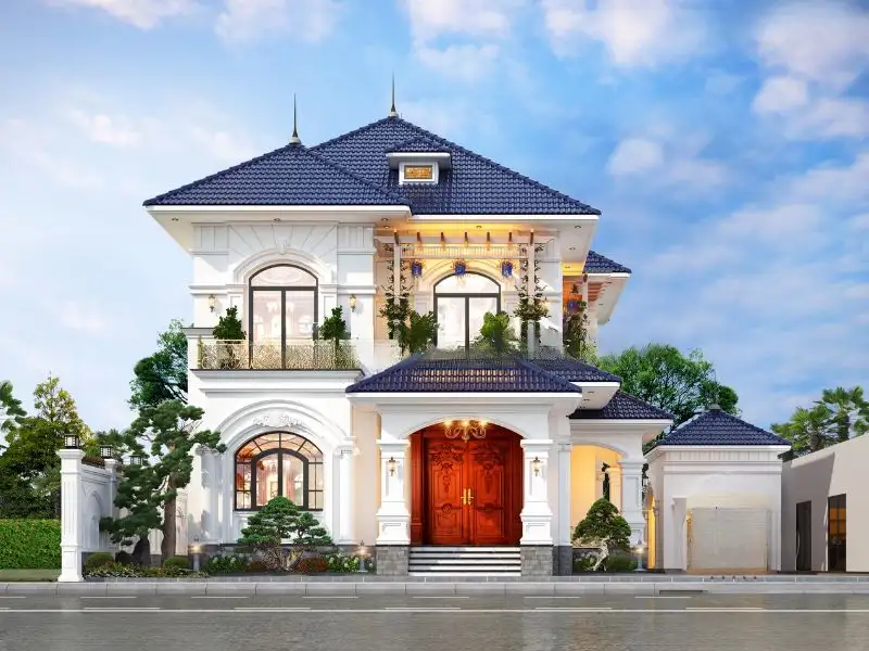 Thiết kế nhà 2 tầng trên đất 10x20m mái Nhật có ban công thư giãn thoải mái Xây dựng Nhất Tín 1