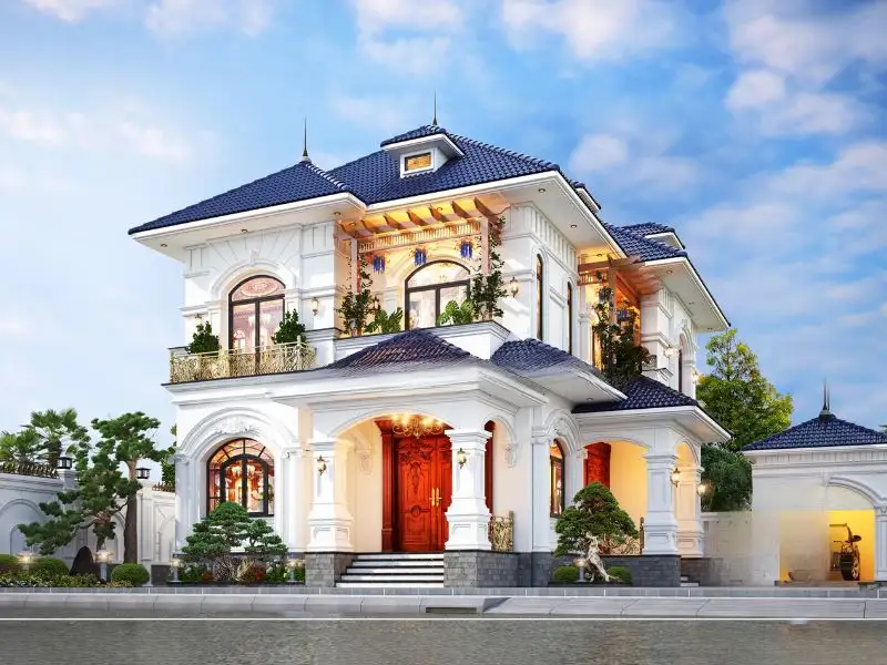 Thiết kế nhà 2 tầng trên đất 10x20m mái Nhật có ban công thư giãn thoải mái Xây dựng Nhất Tín 1