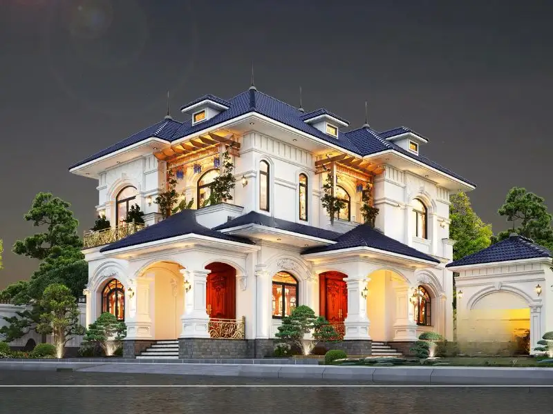 Thiết kế nhà 2 tầng trên đất 10x20m mái Nhật có ban công thư giãn thoải mái Xây dựng Nhất Tín 1