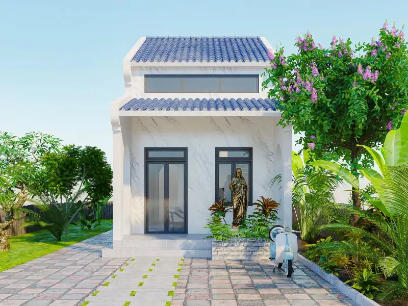 Thiết kế nhà 600 triệu chữ L hài hòa với thiên nhiên Xây dựng Nhất Tín 1