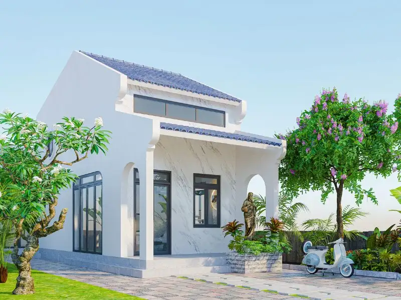 Thiết kế nhà 600 triệu chữ L hài hòa với thiên nhiên Xây dựng Nhất Tín 1