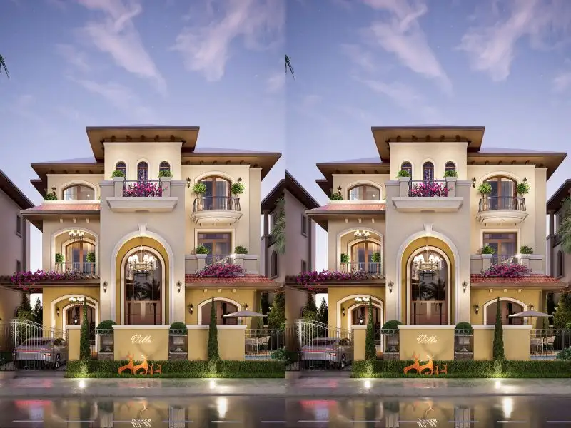 Thiết kế nhà mặt tiền 10m sâu 4m 3 tầng mái ngói sang trọng Xây dựng Nhất Tín 2