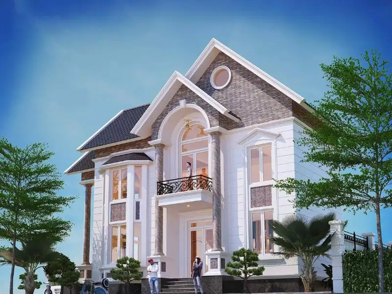 Thiết kế nhà ngang 10m sâu 10m 2 tầng mái Thái thanh thoát Xây dựng Nhất Tín 1