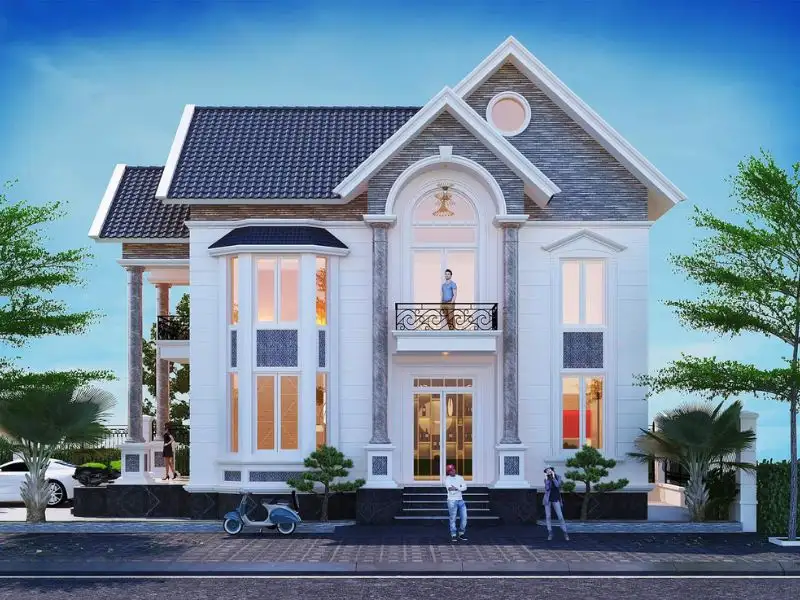 Thiết kế nhà ngang 10m sâu 10m 2 tầng mái Thái thanh thoát Xây dựng Nhất Tín 1