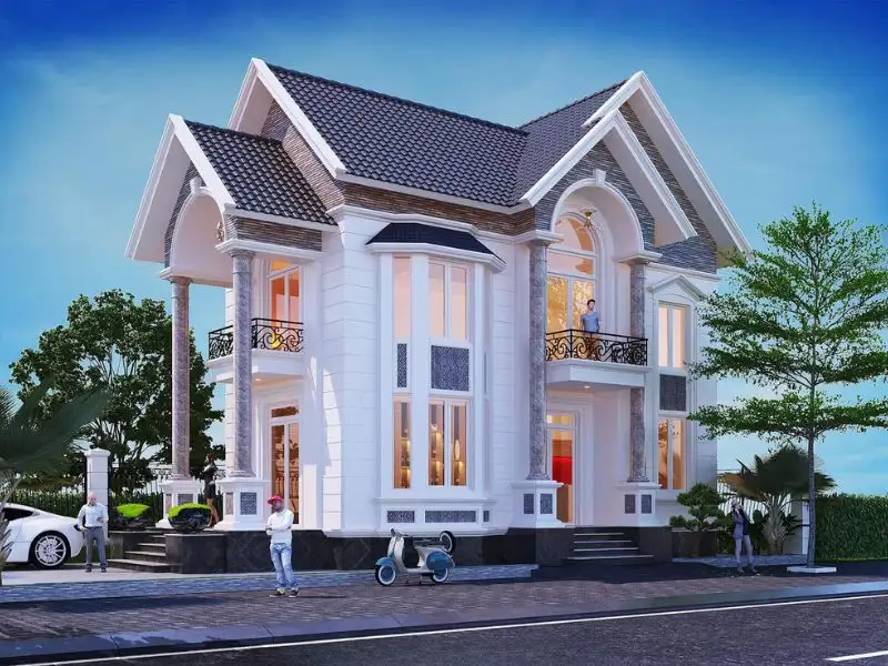 Thiết kế nhà ngang 10m sâu 10m 2 tầng mái Thái thanh thoát Xây dựng Nhất Tín 1