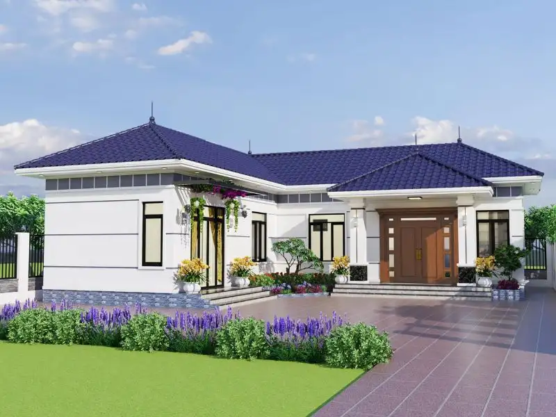 Thiết kế nhà ngang 10m sâu 5m 2 phòng ngủ chữ L hòa hợp với thiên nhiên Xây dựng Nhất Tín 1