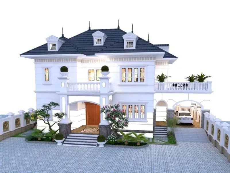 Thiết kế nhà ngang 10m sâu 5m 2 tầng có gara đỗ xe riêng biệt xây dựng Nhất Tín 1