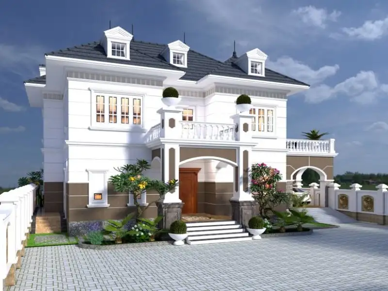 Thiết kế nhà ngang 10m sâu 5m 2 tầng có gara đỗ xe riêng biệt xây dựng Nhất Tín 1