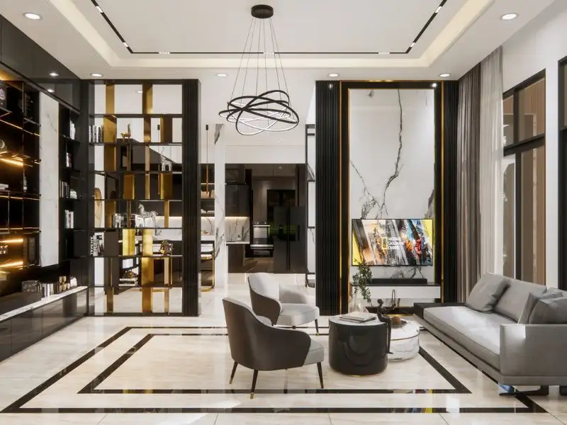 Thiết kế nhà ngang 10m sâu 5m 2 tầng có gara đỗ xe riêng biệt xây dựng Nhất Tín 1