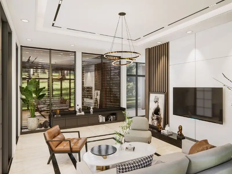 Thiết kế nhà ngang 10m sâu 5m 2 tầng có gara đỗ xe riêng biệt xây dựng Nhất Tín 1