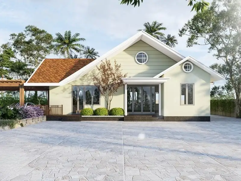 Thiết kế nhà ngang 10m sâu 8m cấp 4 có gác lửng mái ngói gần gũi với thiên nhiên Xây dựng Nhất Tín 1