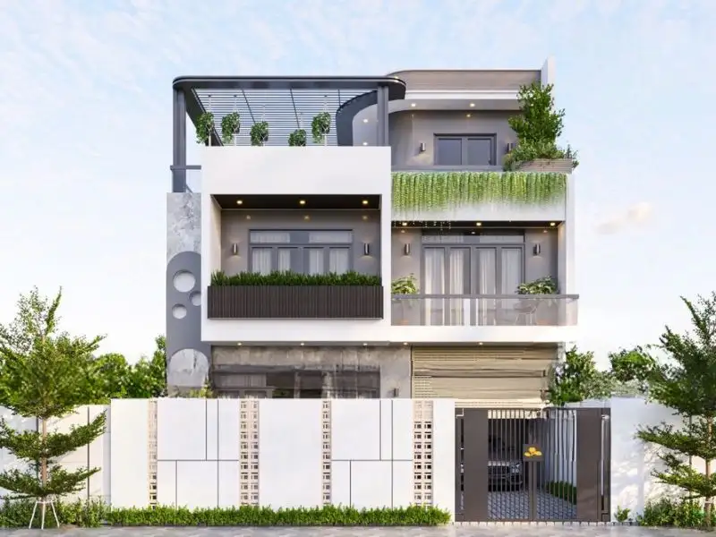 Thiết kế nhà ngang 10m x 8m Hiện Đại có gara Xây dựng Nhất Tín 1
