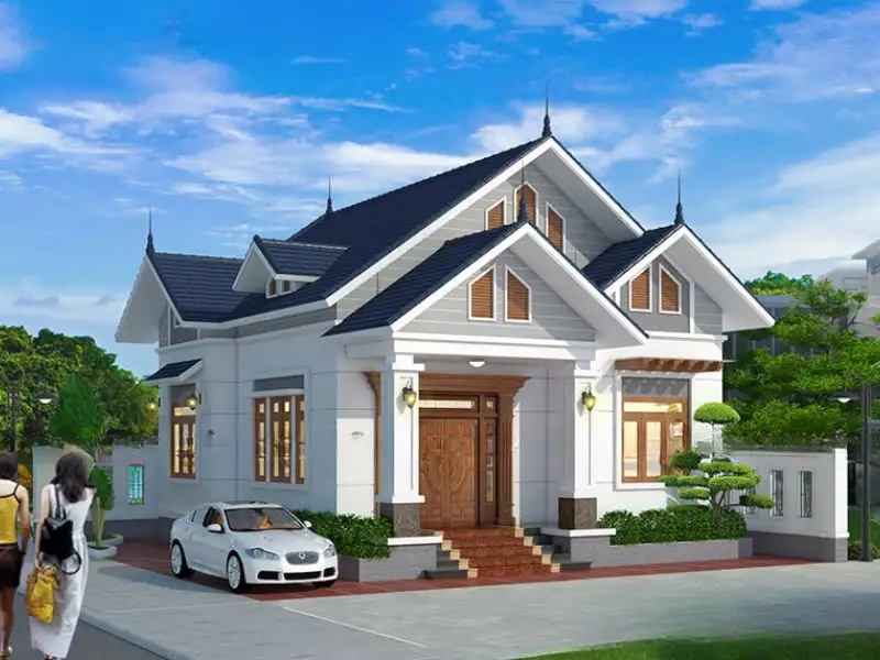 Thiết kế nhà ngang 10mx10m 1 tầng có gác lửng Xây dựng Nhất Tín 1