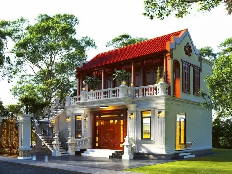 Thiết kế nhà rộng 10m kiến trúc Đông Dương mang hơi thở thời đại Xây dựng Nhất Tín 1