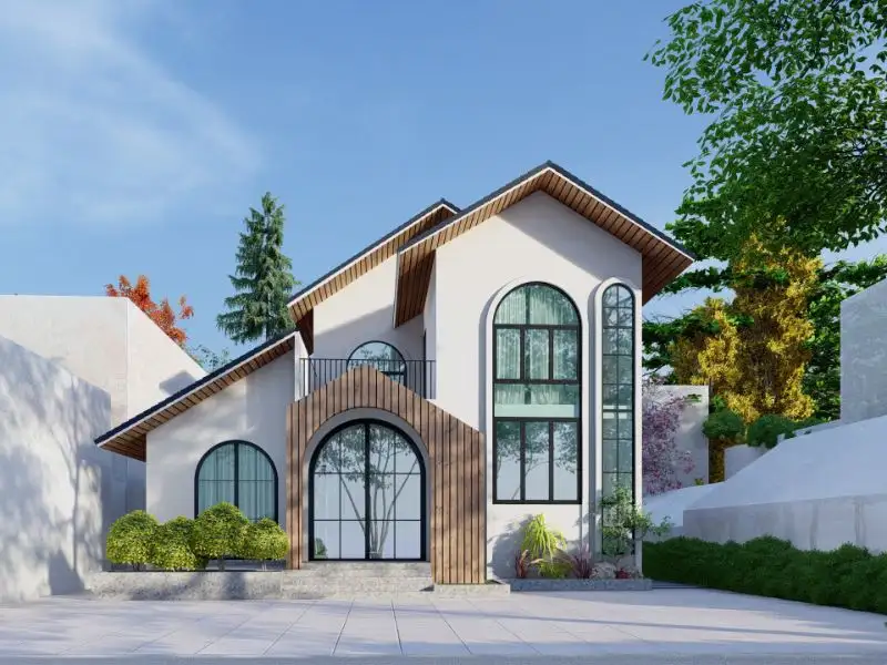 Ý tưởng xây nhà ngang 10m dài 10m 2 tầng mái chữ A ấn tượng Xây dựng Nhất Tín 1