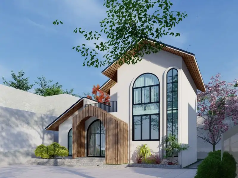 Ý tưởng xây nhà ngang 10m dài 10m 2 tầng mái chữ A ấn tượng Xây dựng Nhất Tín 1