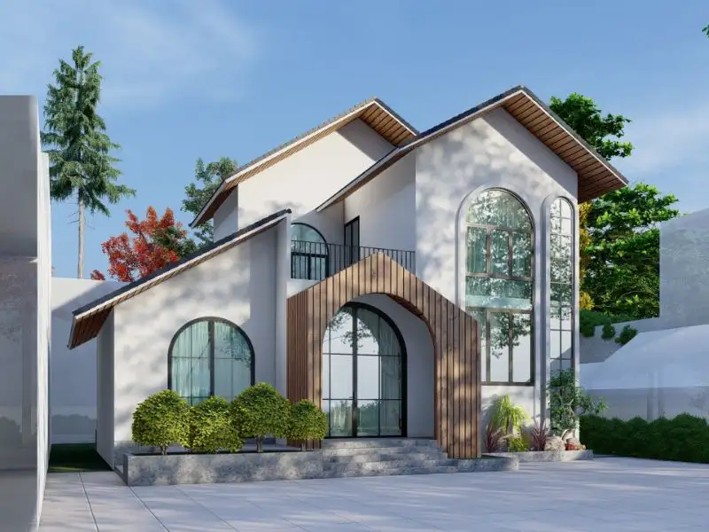 Ý tưởng xây nhà ngang 10m dài 10m 2 tầng mái chữ A ấn tượng Xây dựng Nhất Tín 1