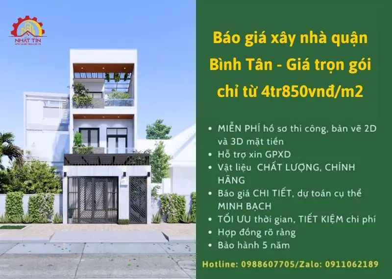Giá xây nhà quận Bình Tân Xây dựng Nhất Tín