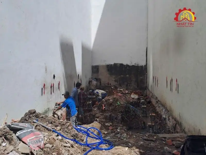Giai đoạn thi công phần thô nhà 3 tầng, 1 tầng lửng, 1 tum và sân thượng cho gia đình nhà anh Ngoan tại Gò Vấp Xây dựng Nhất Tín 1
