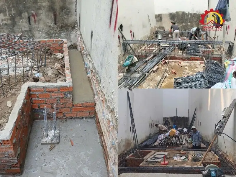 Giai đoạn thi công phần thô nhà 3 tầng, 1 tầng lửng, 1 tum và sân thượng cho gia đình nhà anh Ngoan tại Gò Vấp Xây dựng Nhất Tín 1