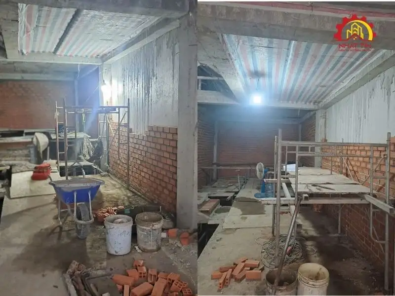 Giai đoạn thi công phần thô nhà 3 tầng, 1 tầng lửng, 1 tum và sân thượng cho gia đình nhà anh Ngoan tại Gò Vấp Xây dựng Nhất Tín 1