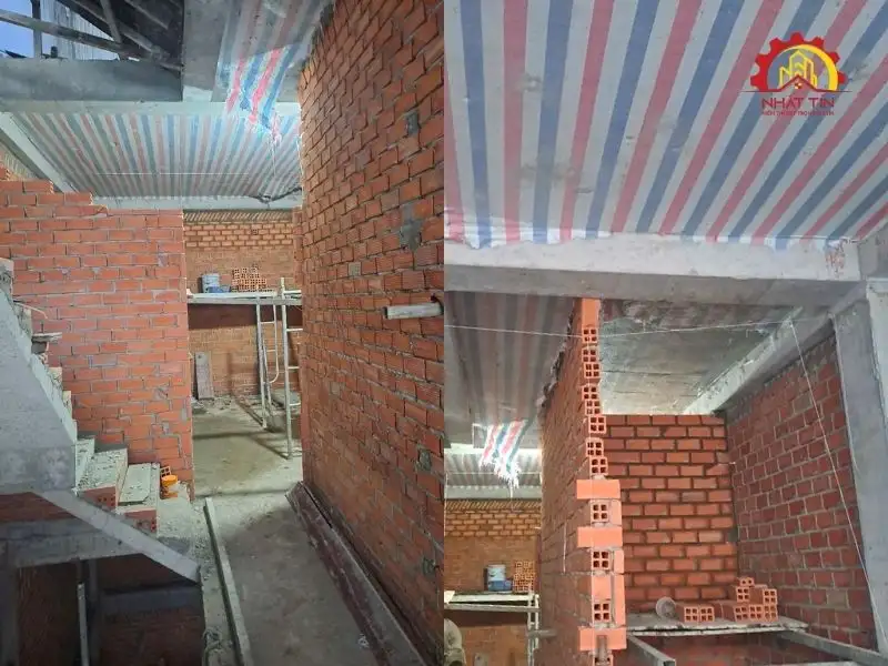 Giai đoạn thi công phần thô nhà 3 tầng, 1 tầng lửng, 1 tum và sân thượng cho gia đình nhà anh Ngoan tại Gò Vấp Xây dựng Nhất Tín 1