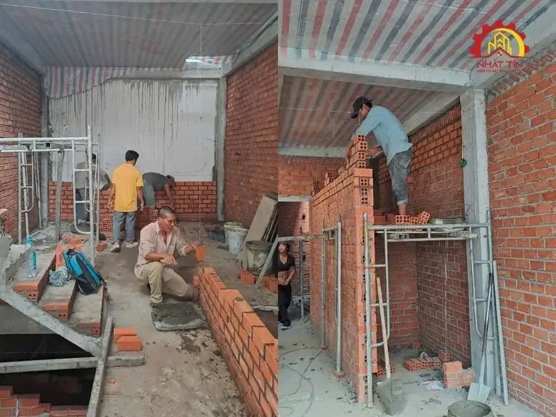 Giai đoạn thi công phần thô nhà 3 tầng, 1 tầng lửng, 1 tum và sân thượng cho gia đình nhà anh Ngoan tại Gò Vấp Xây dựng Nhất Tín 1