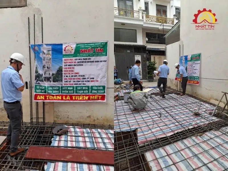 Giai đoạn thi công phần thô nhà 3 tầng, 1 tầng lửng, 1 tum và sân thượng cho gia đình nhà anh Ngoan tại Gò Vấp Xây dựng Nhất Tín 1