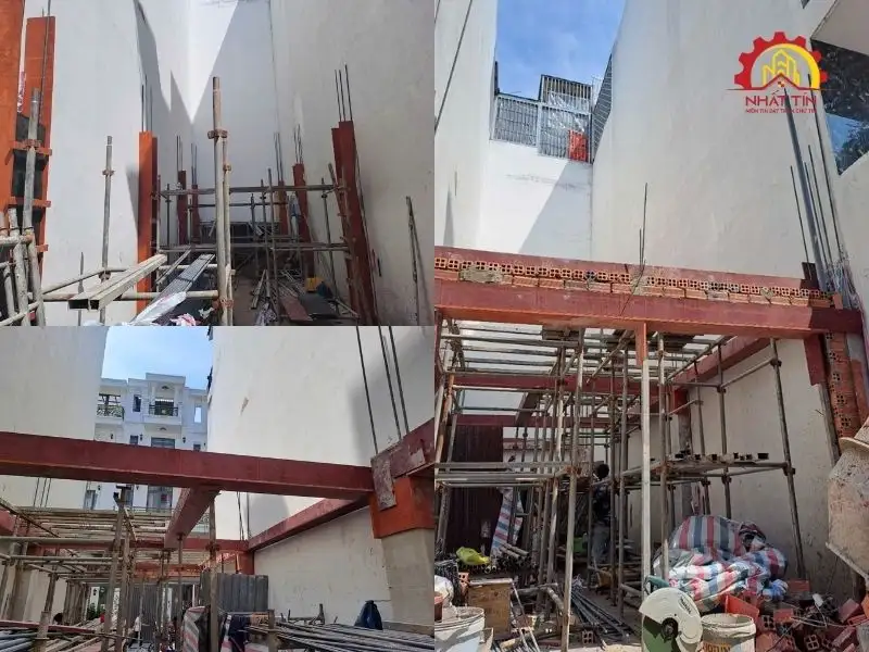 Giai đoạn thi công phần thô nhà 3 tầng, 1 tầng lửng, 1 tum và sân thượng cho gia đình nhà anh Ngoan tại Gò Vấp Xây dựng Nhất Tín 1