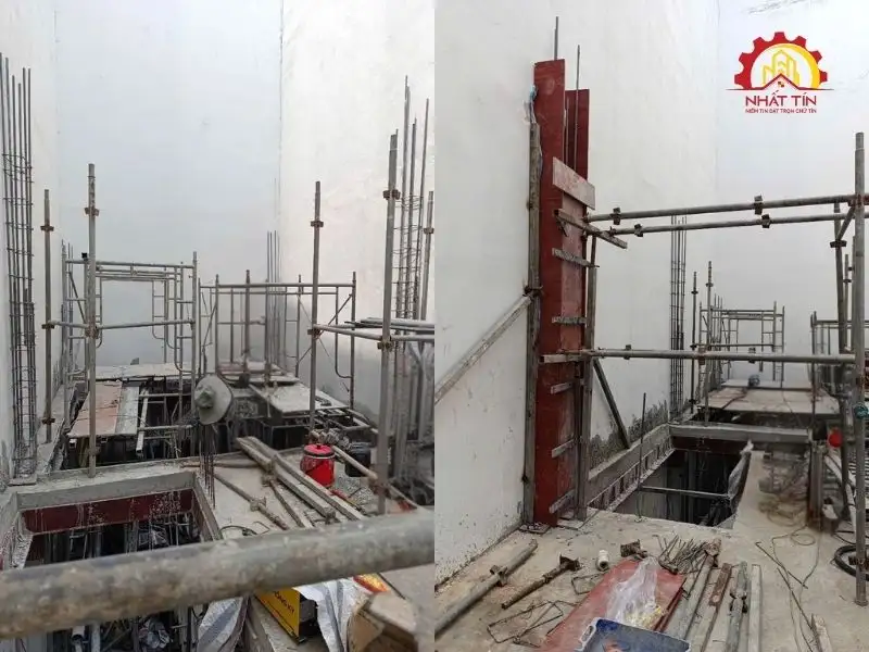 Giai đoạn thi công phần thô nhà 3 tầng, 1 tầng lửng, 1 tum và sân thượng cho gia đình nhà anh Ngoan tại Gò Vấp Xây dựng Nhất Tín 1