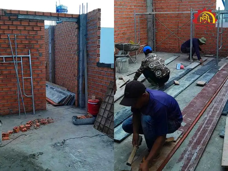 Giai đoạn thi công phần thô nhà 3 tầng cho gia đình nhà anh Vân tại Long An Xây dựng Nhất Tín 1