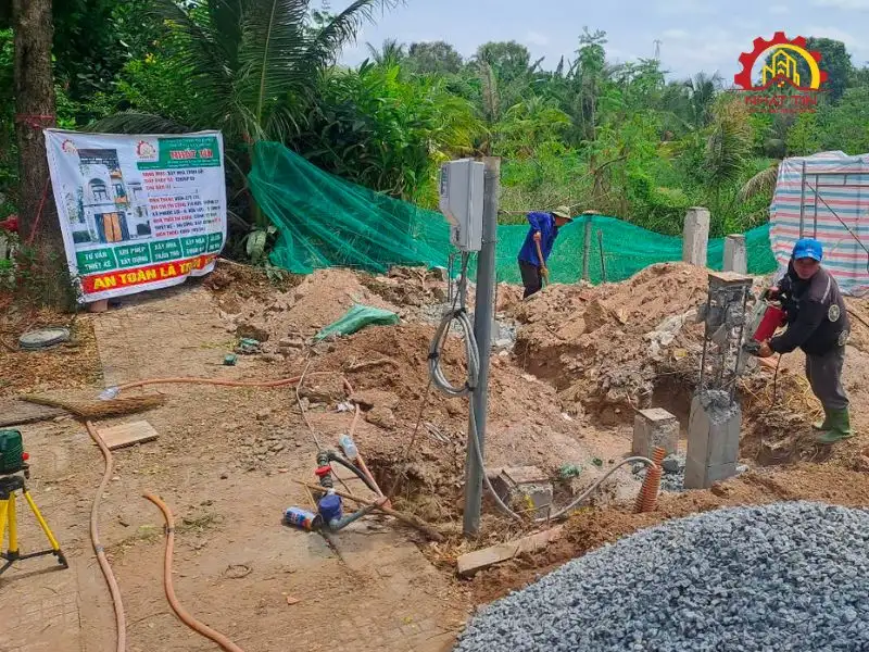Giai đoạn thi công phần thô nhà 3 tầng cho gia đình nhà anh Vân tại Long An Xây dựng Nhất Tín 1