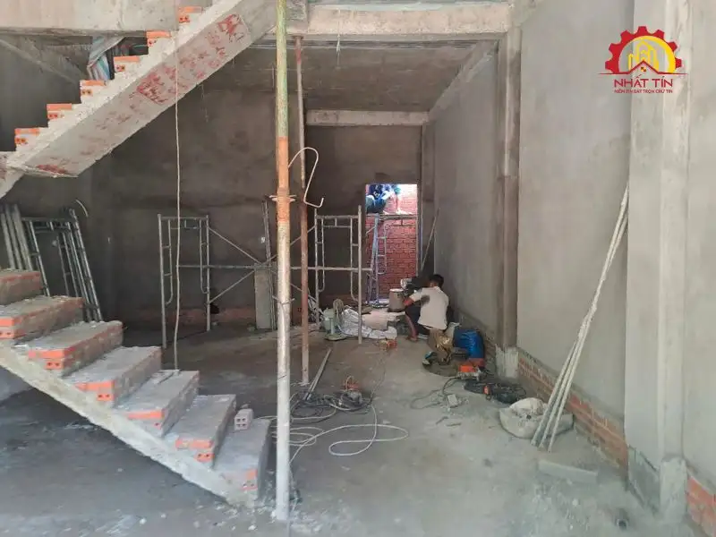 Giai đoạn thi công phần thô nhà 3 tầng cho gia đình nhà anh Vân tại Long An Xây dựng Nhất Tín 1