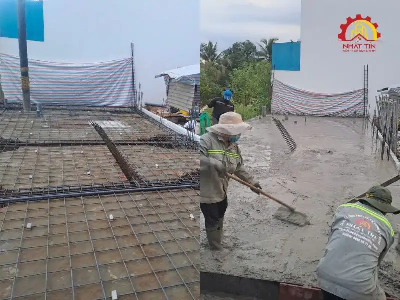 Giai đoạn thi công phần thô nhà 3 tầng cho gia đình nhà anh Vân tại Long An Xây dựng Nhất Tín 1