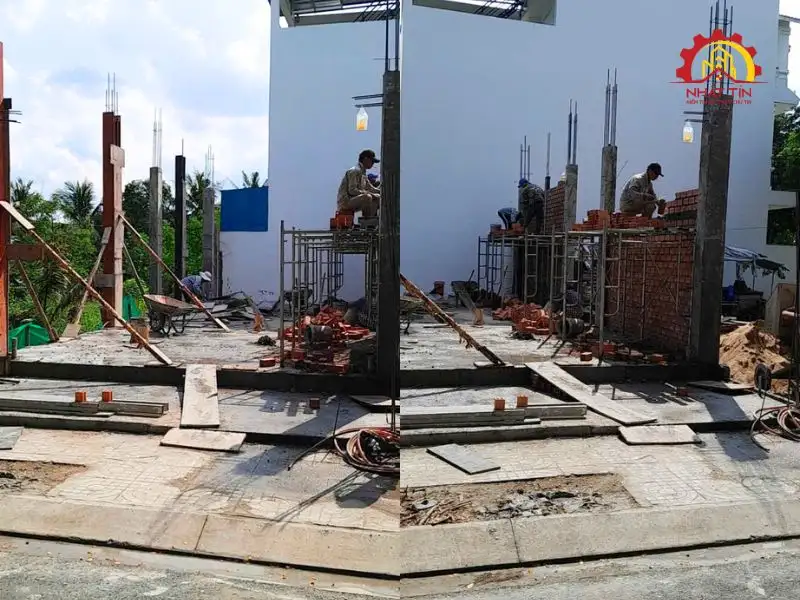 Giai đoạn thi công phần thô nhà 3 tầng cho gia đình nhà anh Vân tại Long An Xây dựng Nhất Tín 1