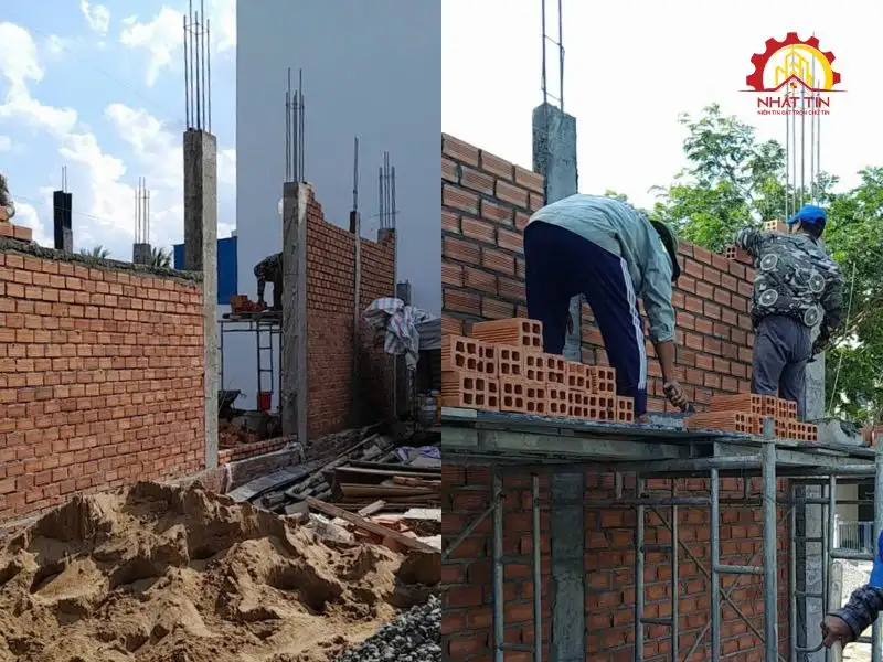 Giai đoạn thi công phần thô nhà 3 tầng cho gia đình nhà anh Vân tại Long An Xây dựng Nhất Tín 1