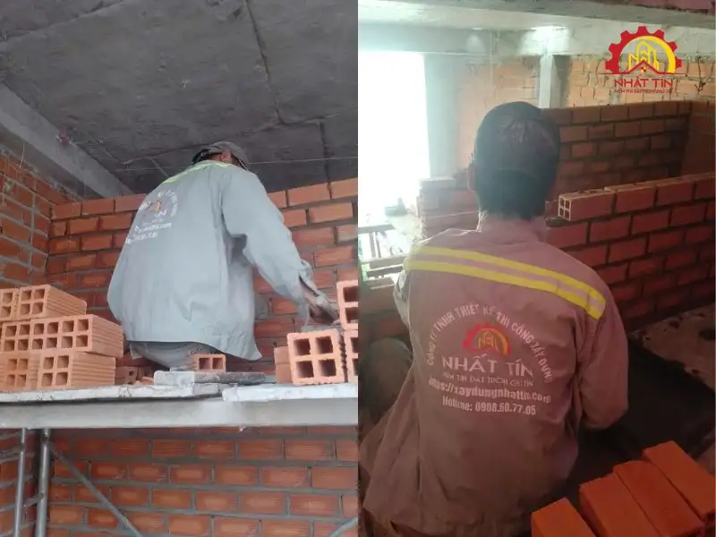 Giai đoạn thi công phần thô nhà 3 tầng cho gia đình nhà chị Hằng tại Bình Thạnh Xây dựng Nhất Tín 1