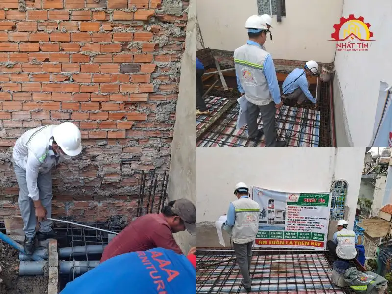 Giai đoạn thi công phần thô nhà 3 tầng cho gia đình nhà chị Hằng tại Bình Thạnh Xây dựng Nhất Tín 1