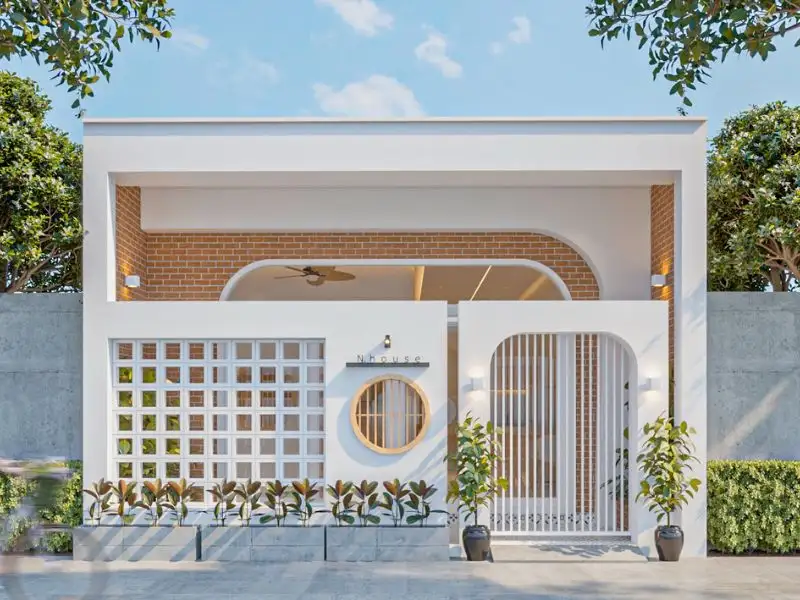 Nhà cấp 4 2 phòng ngủ 5x12 kết hợp vật liệu tự nhiên Xây dựng Nhất Tín 1