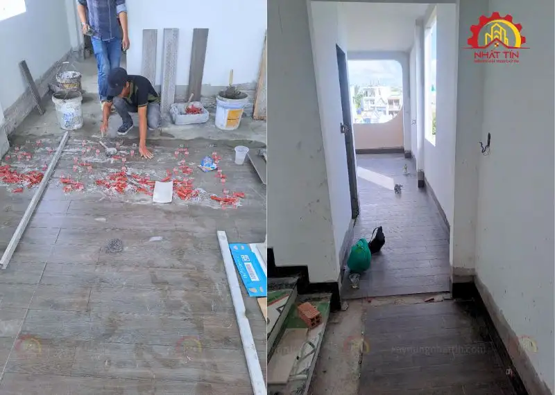 Giai đoạn thi công hoàn thiện nhà anh Thuật quận 12 Xây dựng Nhất Tín