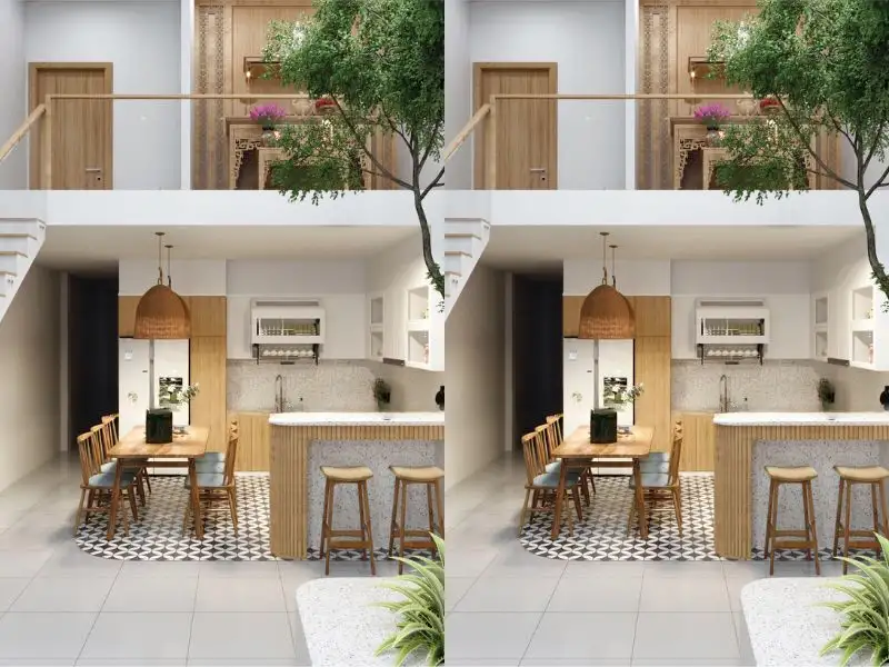Mẫu nhà 1 tầng có gác lửng mái Bằng kết hợp gỗ ấm cúng xây dựng Nhất Tín 1