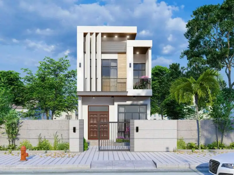 Mẫu nhà 5x20 3 phòng ngủ 2 tầng mái bằng với thiết kế lam dọc mặt tiền độc đáo xây dựng Nhất tín 2