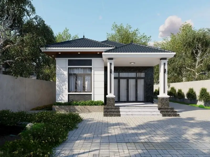 Mẫu nhà cấp 4 3 phòng ngủ 1 phòng khách, 1 phòng bếp có thiết kế mái Nhật ấn tượng xây dựng Nhất Tín 1