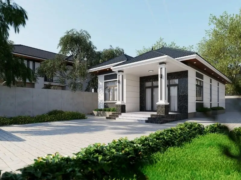Mẫu nhà cấp 4 3 phòng ngủ 1 phòng khách, 1 phòng bếp có thiết kế mái Nhật ấn tượng xây dựng Nhất Tín 1