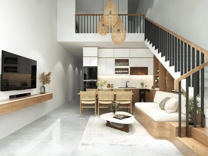 Mẫu nhà gác lửng 5x18 với thiết kế mái ngói mang nét mộc mạc gần gũi xây dựng Nhất Tín 1