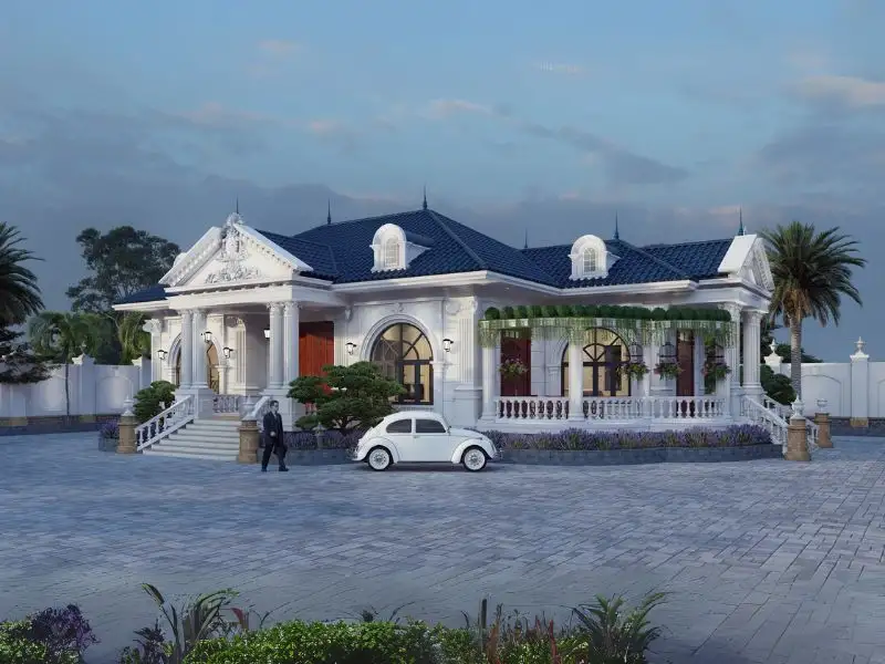 Mẫu nhà vườn 4 phòng ngủ 1 tầng mang phong cách Tân Cổ Điển sang trọng Xây dựng Nhất Tín 1