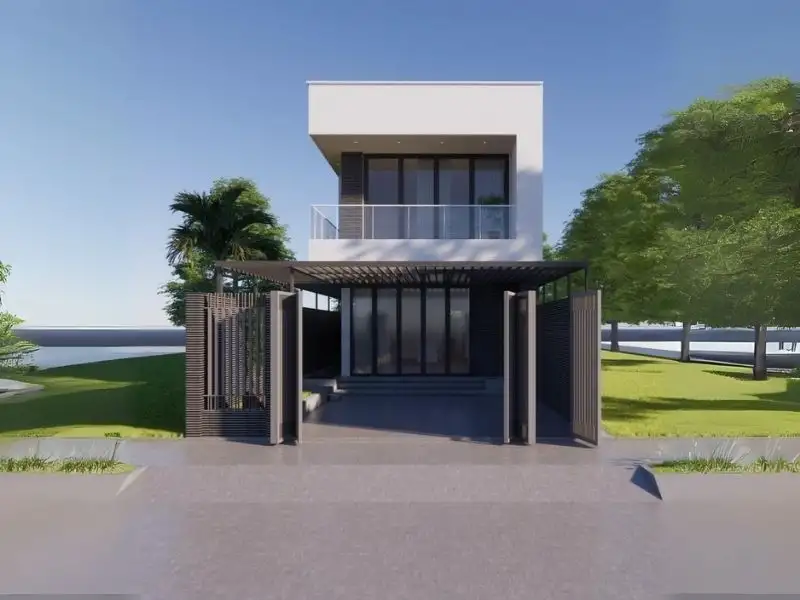 Nhà 2 tầng 5 phòng ngủ 100m2 sử dụng đường nét tối giản Xây dựng Nhất Tín 1